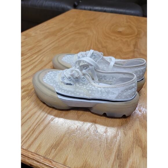 Vans Authentic Skate Athletic Shoes Women's 7.5 White Lace Up Modular Dots S10 - Picture 4 of 10